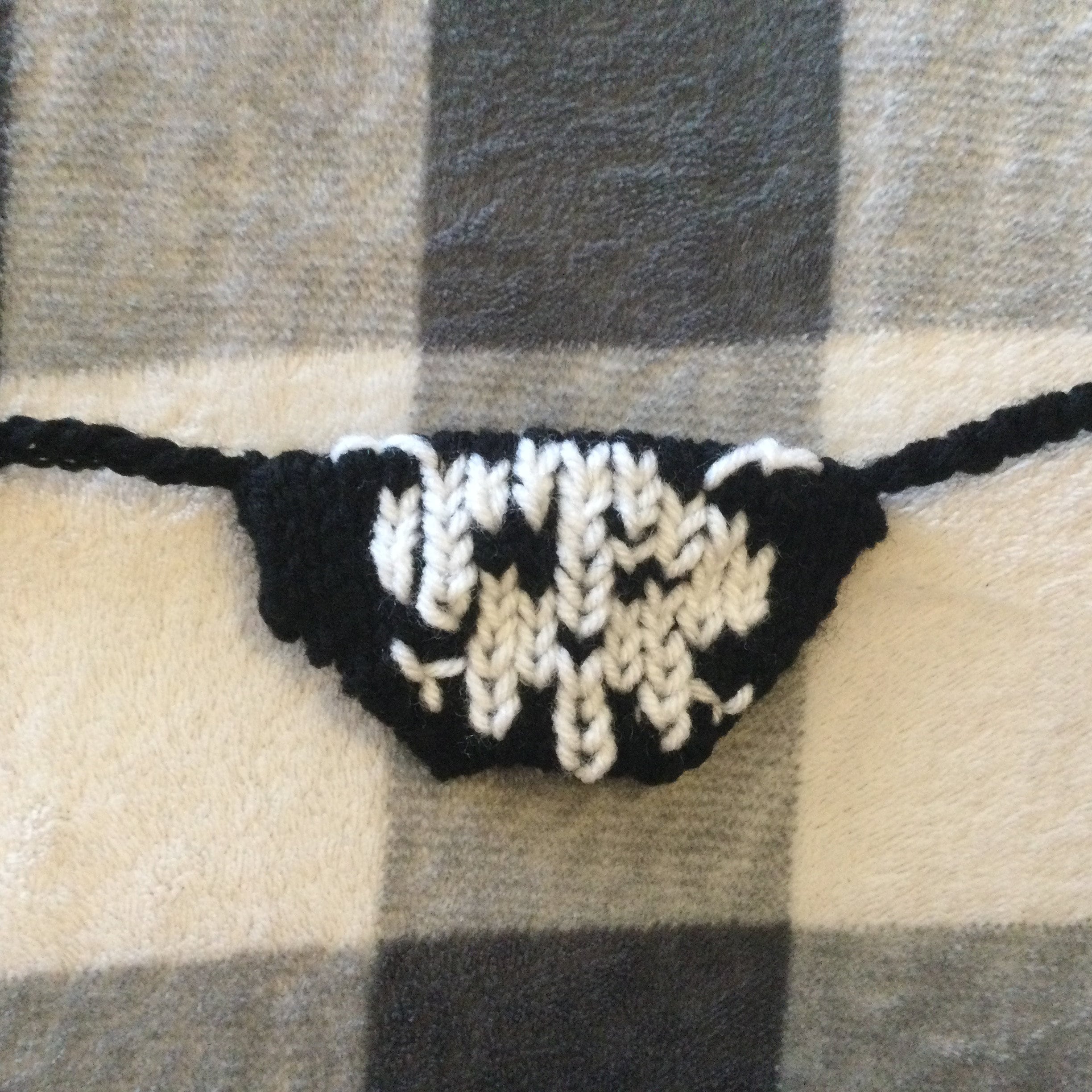 Soft Knit Black Pirate Eye Patch with White Skull and