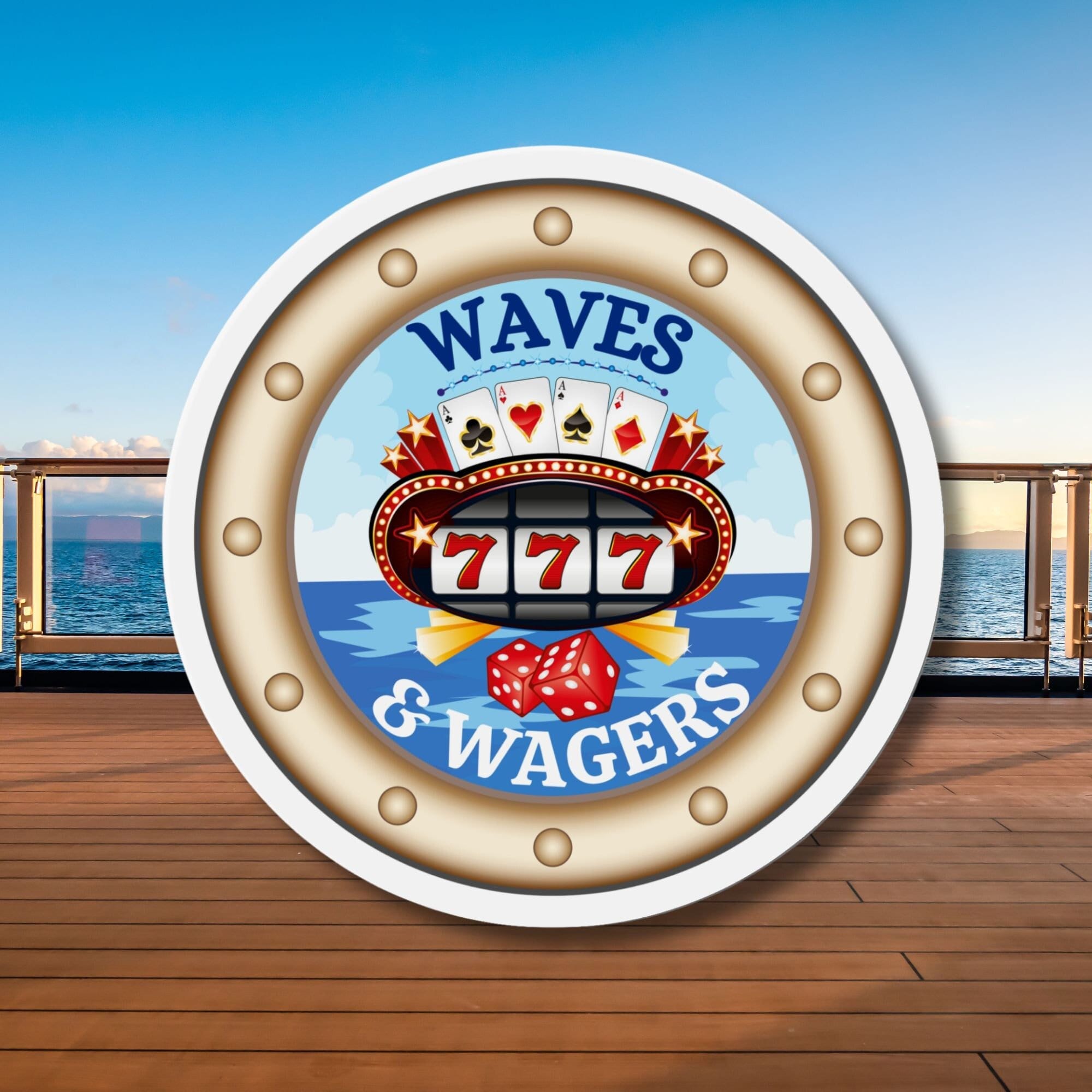 Casino Slots Cruise Door Magnet, Waves and Wagers