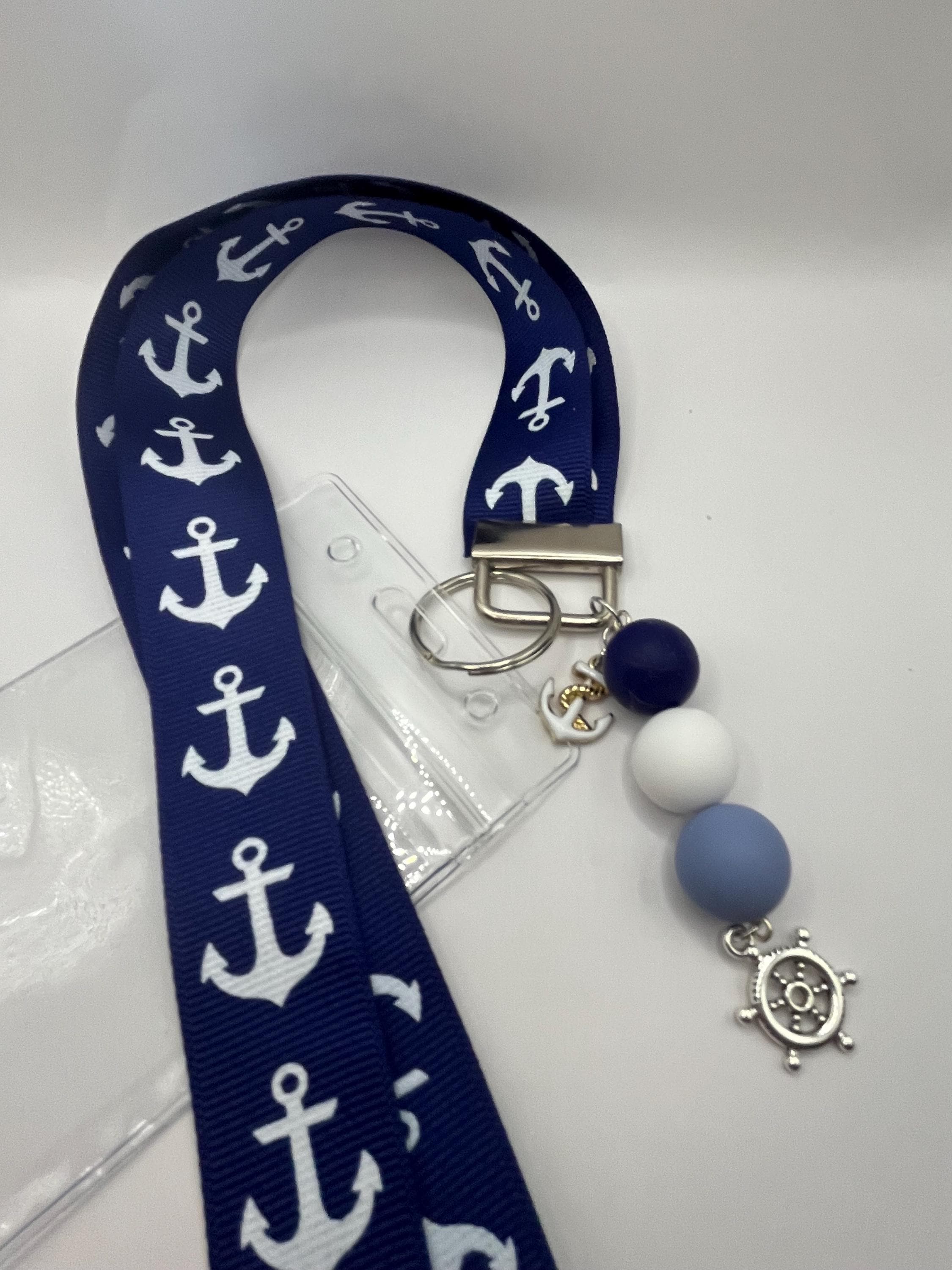 Cruise Lanyard, 2 Colors Navy Blue or Red Anchor Ribbon